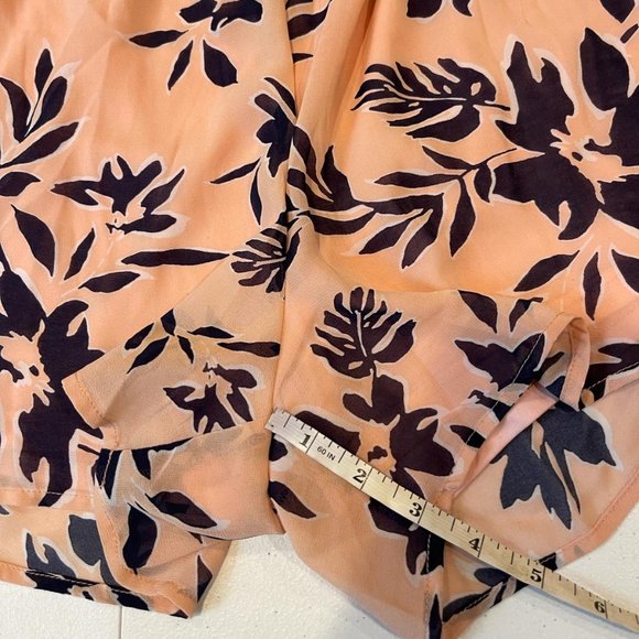 Justfab Women's Floral Cold Shoulder Wrap Romper V Neck Peach Pink Blue Size XL - Picture 9 of 9